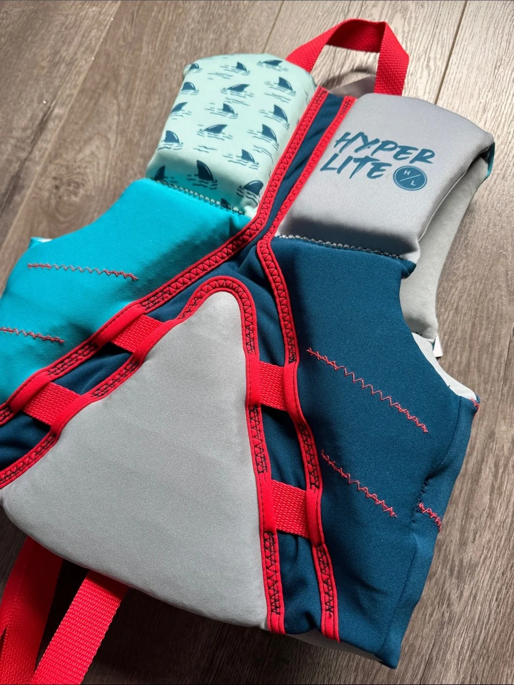 Hyperlite Child Life Vest - Kids Blue & Teal Life Jacket with Orange Accents